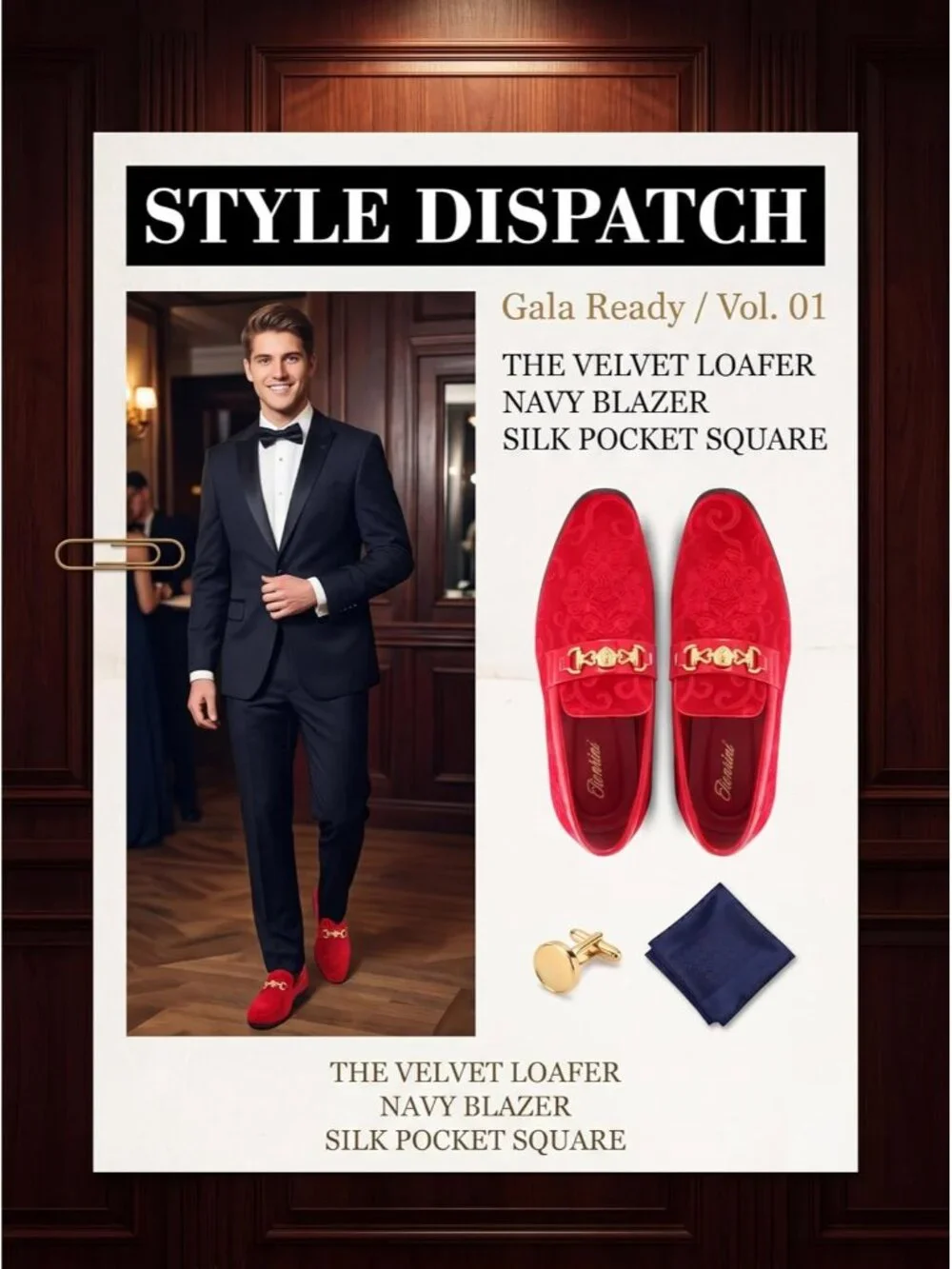 Men's Red Luxury Paisley Velvet Gold Buckle Loafers Slip On Dress Shoes